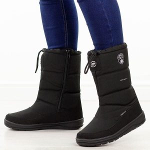 Czarne zimowe śniegowce damskie z membraną American Club Softshell Sn57/25. Czarne buty zimowe American CLUB, z jeansu, bez obcasa, bez zapięcia. Za 259,00 zł.