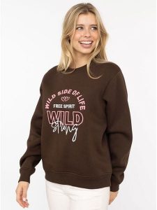Zwillingsherz Bluza "Wild Side" w kolorze brązowym rozmiar: L/XL. Brązowe bluzy Zwillingsherz, l, bez wzorów, bez kaptura. Za 202,03 zł.