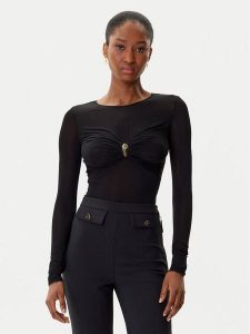 Elisabetta Franchi Body BO-016-57E2-V390 Czarny Slim Fit. Czarne body i gorsety Elisabetta Franchi, bez wzorów, z wiskozy. Za 1 658,20 zł.