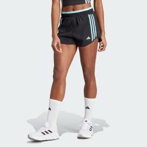 Szorty Own the Run 3-Stripes. Czarne szorty ADIDAS, bez wzorów, z materiału, sportowe. W wyprzedaży za 190,80 zł.