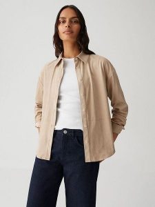 OPUS Koszula w kolorze jasnobrązowym rozmiar: 40. Brązowe koszule Opus, bez wzorów, bez kołnierzyka, bez ramiączek. Za 165,99 zł.