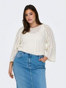 ONLY Carmakoma Sweter w kolorze kremowym rozmiar: L-50/52. Brązowe swetry oversize Only Carmakoma, l, bez wzorów, ze splotem, bez ramiączek. Za 92,21 zł.