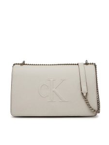 Calvin Klein Jeans Torebka Sculpted Ew Flap25 Shoulder Bag LV04K3035G Biały. Białe torebki klasyczne Calvin Klein Jeans, bez wzorów, z jeansu, bez dodatków. Za 359,99 zł.