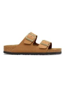 Birkenstock Skórzane klapki "Arizona" w kolorze jasnobrązowym rozmiar: 38. Brązowe klapki Birkenstock, bez wzorów, z otwartym noskiem, bez obcasa. Za 443,38 zł.