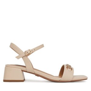 Sandały Nine West. Brązowe sandały Nine West, bez wzorów, bez obcasa, na słupku, bez zapięcia. Za 229,99 zł.