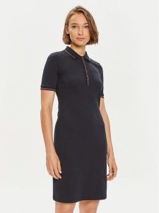 Tommy Hilfiger Sukienka codzienna Slim RWb Tipping Polo 1/2SLV DRS WW0WW42114 Granatowy Slim Fit. Niebieskie kombinezony TOMMY HILFIGER, na co dzień, s, bez wzorów, z bawełny, bez kołnierzyka, bez ramiączek, proste. Za 439,99 zł.
