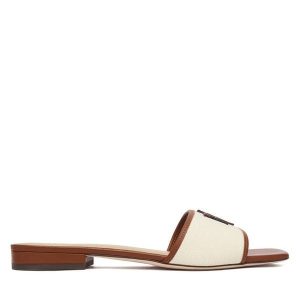 Klapki LAUREN RALPH LAUREN. Białe klapki Lauren Ralph Lauren, bez wzorów, bez obcasa. Za 402,99 zł.