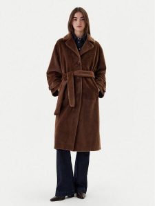 Dixie Futro K330Y009A Brązowy Regular Fit. Brązowe płaszcze Dixie, l, bez wzorów, z futra, bez kaptura. Za 989,99 zł.