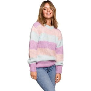 Ciepły Sweter w Bloki Kolorystyczne - Model 1. Swetry klasyczne MOE, l, z materiału, bez kołnierzyka. Za 214,90 zł.