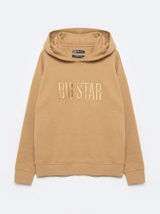 Bluza damska z kapturem z logo BIG STAR beżowa Larissa 801. Brązowe bluzy Big Star, na jesień, l, bez wzorów, z bawełny, z kapturem. W wyprzedaży za 179,99 zł.