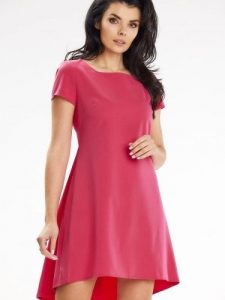 Sukienka Model A645 Pink - awama. Różowe sukienki Awama, na randkę, l, bez wzorów, z elastanu, z asymetrycznym kołnierzem, bez ramiączek, mini, asymetryczne. Za 247,31 zł.