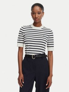 Tommy Hilfiger T-Shirt WW0WW49705 Kremowy Regular Fit. Białe t-shirty TOMMY HILFIGER, s, bez wzorów, z syntetyku, bez kołnierzyka, bez ramiączek. Za 299,99 zł.