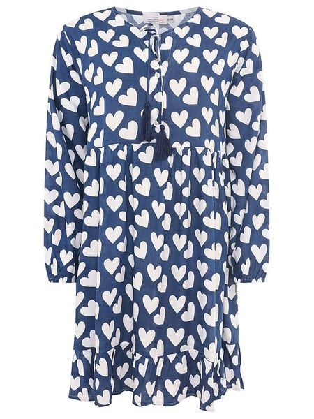 Zwillingsherz Sukienka "Heart Classic" w kolorze granatowo-białym rozmiar: L/XL. Białe sukienki Zwillingsherz, l, bez wzorów, z wiskozy, bez kołnierzyka, bez ramiączek, mini. Za 148,26 zł.