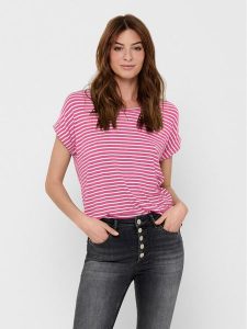 ONLY T-Shirt Moster 15206243 Różowy Regular Fit. Czerwone t-shirty ONLY, l, bez wzorów, z wiskozy, bez kołnierzyka, bez ramiączek. Za 99,99 zł.