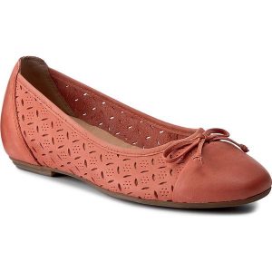 Półbuty CAPRICE - 9-22114-28 Orange Nubuc 611. Czerwone półbuty marki Caprice, z nubiku, na koturnie. W wyprzedaży za 179,00 zł.