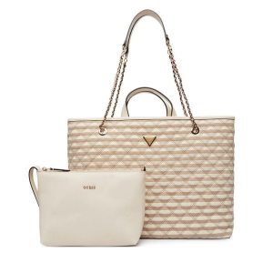 Torebka Guess. Brązowe shopper bag Guess, z aplikacjami, bez dodatków. Za 780,99 zł.