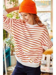 Olalook Bluza w kolorze biało-pomarańczowym rozmiar: XL. Pomarańczowe bluzy Olalook, xl, bez wzorów, bez kaptura. Za 79,03 zł.