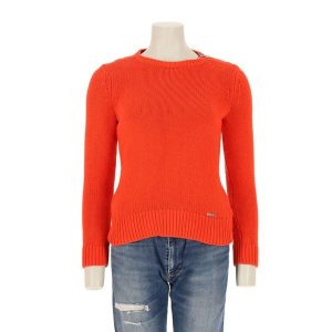 Second life - Damski pomarańczowy sweter - Jak nowy. Brązowe golfy Ralph Lauren, bez wzorów. Za 127,76 zł.