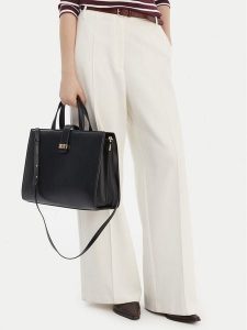 Tommy Hilfiger Torebka Th Heritage Satchel AW0AW18287 Czarny. Czarne torebki klasyczne TOMMY HILFIGER, bez wzorów, ze skóry, bez dodatków. Za 669,99 zł.