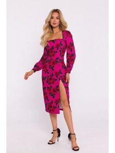 Made of emotion Sukienka w kolorze różowo-czarnym rozmiar: M. Czarne sukienki Made Of Emotion, m, bez wzorów, bez kołnierzyka, bez ramiączek, midi. Za 152,62 zł.