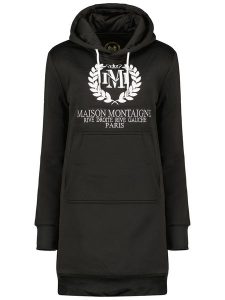 Maison Montaigne Sukienka dresowa "Giqueen" w kolorze czarnym rozmiar: M. Czarne sukienki Maison Montaigne, m, bez wzorów, z dresówki, bez kołnierzyka, bez ramiączek, mini. Za 101,23 zł.