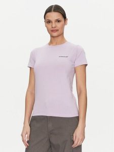 Guess Jeans T-Shirt W4YI02 J1314 Fioletowy Slim Fit. Fioletowe t-shirty Guess Jeans, xl, z aplikacjami, z bawełny, bez kołnierzyka, bez ramiączek. Za 129,99 zł.
