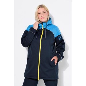 Damskie Długa kurtka softshell hydrofobowa 2-kierunkowy zamek błyskawiczny. Niebieskie kurtki Ulla Popken, plus size, bez wzorów, z materiału, bez kaptura. W wyprzedaży za 479,99 zł.