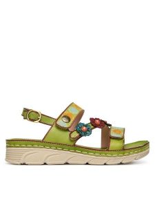 Laura Vita Sandały Dorry 18 Zielony. Zielone sandały LAURA VITA, bez wzorów, ze skóry, bez obcasa, na płaskiej podeszwie, bez zapięcia. Za 389,99 zł.