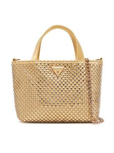 Guess Torebka Tasmin Mini HWRG99 31750 Złoty. Żółte torebki wieczorowe Guess, z aplikacjami, z materiału, bez dodatków. Za 659,99 zł.