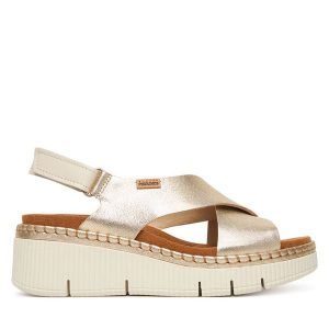 Sandały Pikolinos. Żółte sandały Pikolinos, bez wzorów, bez obcasa, na koturnie, bez zapięcia. Za 599,99 zł.