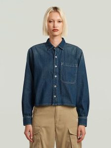 G-Star Koszula dżinsowa - Relaxed fit - w kolorze granatowym rozmiar: XL. Niebieskie koszule G-Star, xl, bez wzorów, z bawełny, bez kołnierzyka, bez ramiączek. Za 243,45 zł.