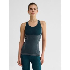 Damski bezszwowy tank top Hummel Clea. Niebieskie biustonosze Hummel, bez wzorów. Za 161,50 zł.