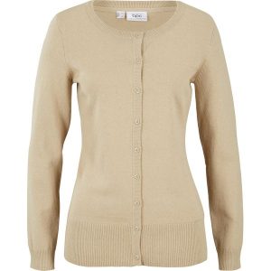 Sweter rozpinany basic z bawełny z recyklingu. Niebieskie kardigany bonprix, z bawełny, bez kołnierzyka. Za 57,99 zł.