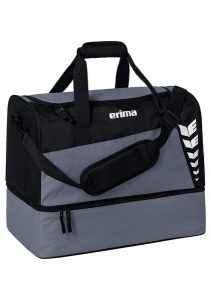 Torba sportowa z dolną przegrodą Erima Six Wings. Czarne torby podróżne i sportowe Erima, bez wzorów, z poliesteru, na ramię. Za 109,99 zł.