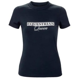 Koszulka z krótkim rękawem damska Equestrian Queen Jade 24SS. Niebieskie bluzki EQUESTRIAN QUEEN, s, bez wzorów, sportowe, bez kołnierzyka, bez ramiączek. Za 136,99 zł.