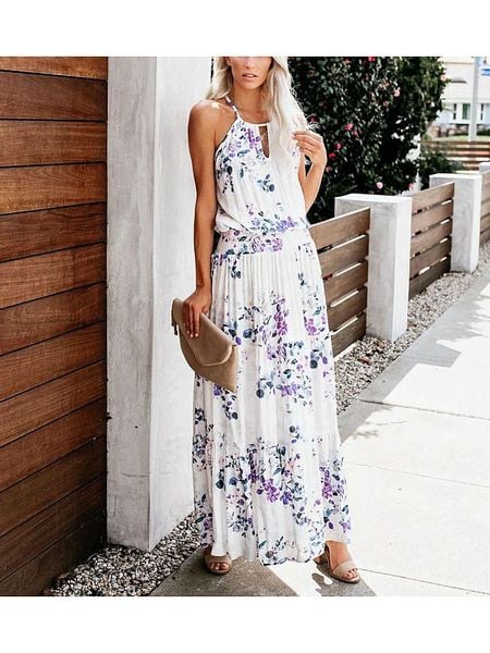 LA Angels Sukienka w kolorze niebiesko-fioletowo-białym rozmiar: L. Białe sukienki LA Angels, na imprezę, l, bez wzorów, bez kołnierzyka, bez ramiączek, maxi. Za 162,87 zł.