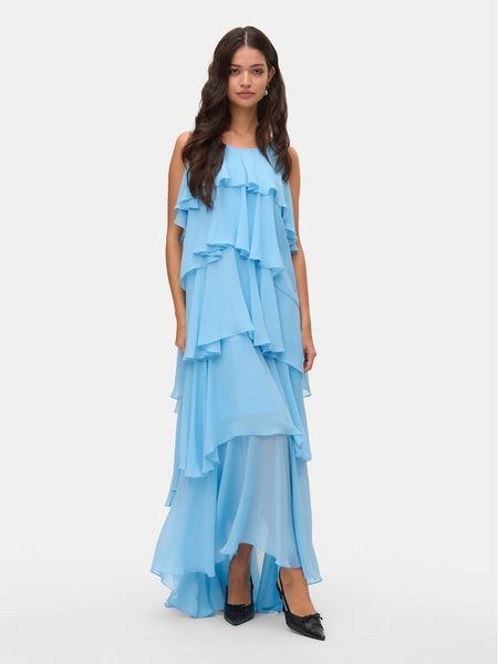 Vero Moda Sukienka wieczorowa Felicia 10331377 Błękitny Regular Fit. Niebieskie kombinezony Vero Moda, s, bez wzorów, z syntetyku, wizytowe, bez kołnierzyka, bez ramiączek. Za 229,99 zł.