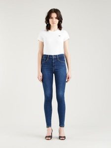 Levi´s Dżinsy "Mile" - Super Skinny fit - w kolorze granatowym rozmiar: W26/L30. Niebieskie jeansy z aplikacjami, z podwyższonym stanem. Za 175,67 zł.