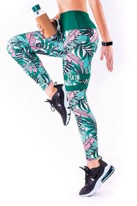 Legginsy sportowe z tropikalnym nadrukiem na fitness damskie 2skin MADAGASKAR. Czerwone legginsy 2SkIN, bez wzorów, z dzianiny, długie. Za 69,00 zł.