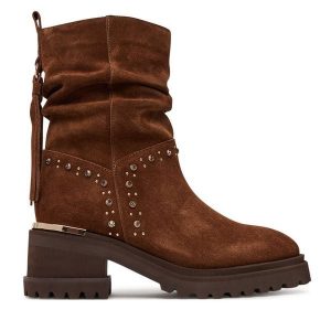 Botki Alma En Pena. Brązowe botki Alma en Pena, bez wzorów, bez obcasa, na słupku, bez zapięcia. Za 519,99 zł.