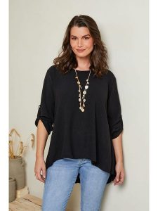 Curvy Lady Bluzka w kolorze czarnym rozmiar: 44/46. Czarne bluzki Curvy Lady, bez wzorów, klasyczne, bez kołnierzyka, bez ramiączek. Za 122,96 zł.