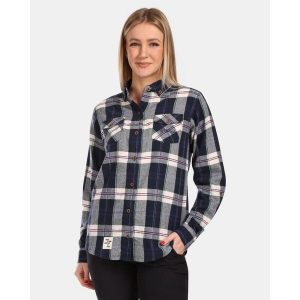 Damska koszula flanelowa Kilpi FLANNY-W. Niebieskie koszule Kilpi, l, bez wzorów, bez kołnierzyka, bez ramiączek. Za 179,35 zł.