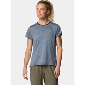 Koszulka techniczna damska Columbia BlueVista Hill Short Sleeve Crew. Niebieskie bluzki Columbia, m, bez wzorów, sportowe, bez kołnierzyka, bez ramiączek. Za 94,99 zł.