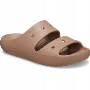 Klapki Dla Dorosłych Crocs Classic V2 Sandal. Brązowe klapki Crocs, bez wzorów, z materiału, bez obcasa. Za 135,99 zł.