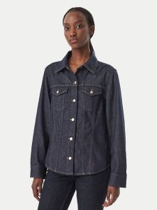 Calvin Klein Jeans Koszula jeansowa Trucker LV047H777G Granatowy Slim Fit. Niebieskie koszule Calvin Klein Jeans, s, bez wzorów, z bawełny, bez kołnierzyka, bez ramiączek. Za 489,99 zł.