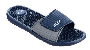 Klapki Beco unisex z masażową wkładką - ciemny granat. Niebieskie klapki 47 Brand, bez wzorów, z materiału, bez obcasa. Za 208,99 zł.