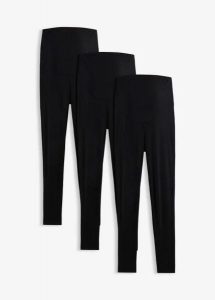 Legginsy ciążowe z bawełny organicznej (3 pary). Czarne legginsy bonprix, bez wzorów, z bawełny. Za 147,99 zł.