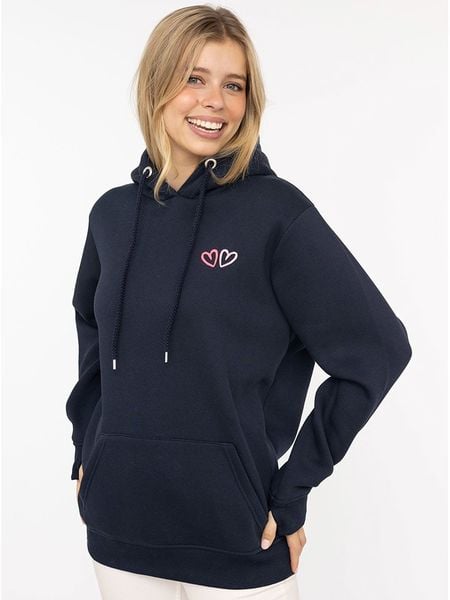 Zwillingsherz Bluza "Lima" w kolorze granatowym rozmiar: S/M. Niebieskie bluzy Zwillingsherz, m, bez wzorów, z kapturem. Za 228,38 zł.