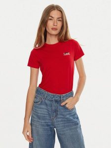 Guess T-Shirt W4BI57 J1314 Czerwony Slim Fit. Czerwone t-shirty Guess, xs, z aplikacjami, z bawełny, bez kołnierzyka, bez ramiączek. Za 239,99 zł.