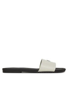 Calvin Klein Jeans Klapki Flat Sandal Slide Mg YW0YW01697 Biały. Białe klapki Calvin Klein Jeans, bez wzorów, z jeansu, bez obcasa. Za 209,99 zł.